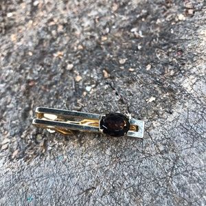 Vintage tie clip smoky topaz